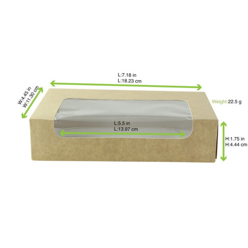 Boite carton kraft  laminé  à fenêtre  190x113mm H44mm