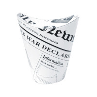 Gobelet snack refermable perforé carton blanc décor journal   H118mm 270ml