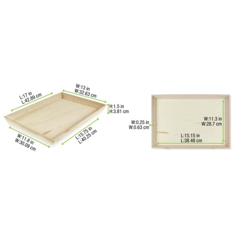 Plateau repas bois NOA  390x290mm H40mm