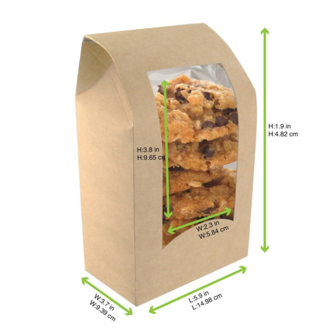Boîte wrap carton brun à fenêtre  95x54mm H152mm