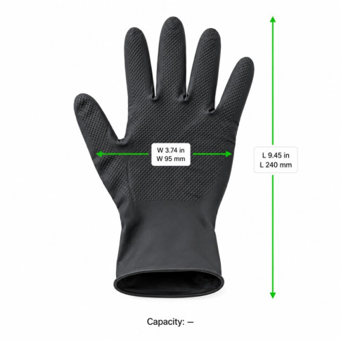 Gant nitrile Ambidextre noir 3.7g contre les produits chimiques dangereux  et les micro-organismes A 240x95mm