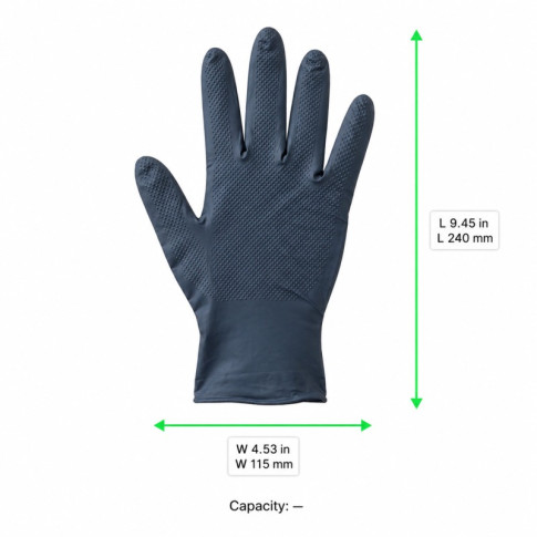 Gant nitrile Ambidextre noir 4,7g contre les produits chimiques dangereux  et les micro-organismes A 240x115mm