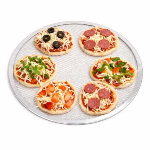Grille à pizza ronde aluminium à fond ajouré  H4mm