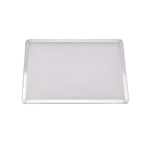 Grille à pizza rectangulaire aluminium à fond ajouré 400x280mm H10mm