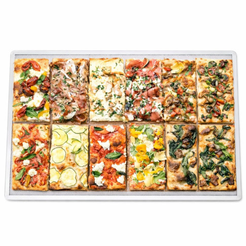 Grille à pizza rectangulaire aluminium à fond ajouré 600x400mm H10mm