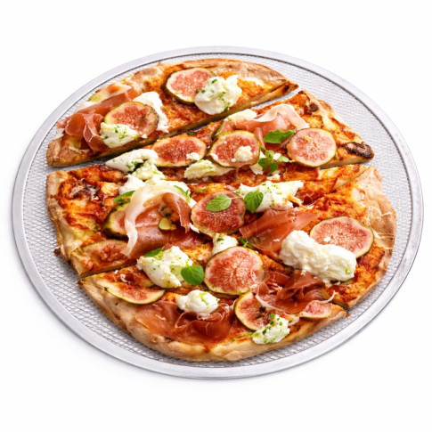 Grille à pizza ronde aluminium à fond ajouré  H4mm