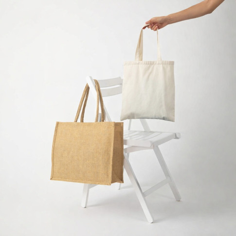 Sac cabas en jute brun 380x330mm H380mm