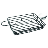 Panier métal noir rectangulaire avec porte coupelle  310x180mm H60mm