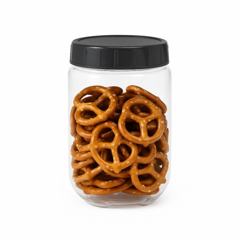 Bocal Bokolock en plastique PET réutilisable avec couvercle clipsable, empilable  H170mm 1000ml