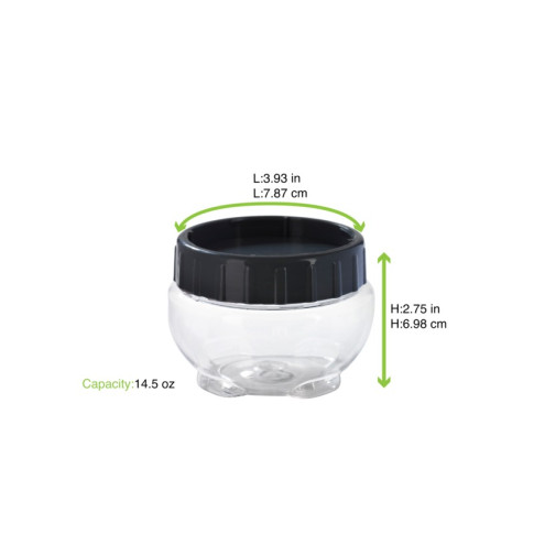 Bocal Bokolock en plastique PET réutilisable avec couvercle clipsable, empilable  H75mm 430ml