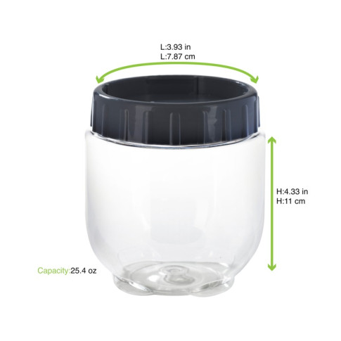 Bocal Bokolock en plastique PET réutilisable avec couvercle clipsable, empilable  H110mm 750ml