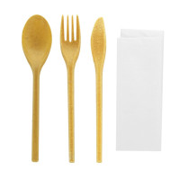 WOODARY Kit couverts réemployable bois composite: couteau fourchette cuillere serviette  250