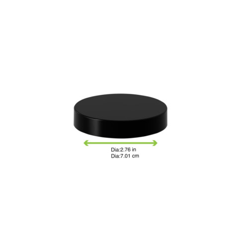 Couvercle plat noir en plastique PP, à visser  H14mm