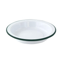 Assiette creuse Enamel blanc en acier émaillé à bord vert   H40mm 650ml