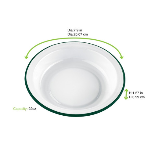 Assiette creuse Enamel blanc en acier émaillé à bord vert   H40mm 650ml
