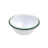 Bol Enamel blanc en acier émaillé  à bord plat et vert   H65mm 550ml