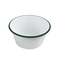 Bol Enamel blanc en acier émaillé  à bord plat et vert   H65mm 750ml