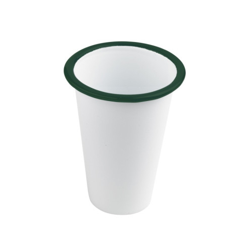 Gobelet Enamel blanc en acier émaillé à bord vert   H90mm 300ml