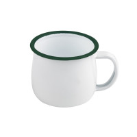 Mug Enamel blanc en acier émaillé à bord vert   H60mm 150ml