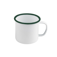Mug Enamel blanc en acier émaillé à bord vert   H70mm 250ml