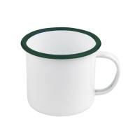 Mug Enamel blanc en acier émaillé à bord vert   H75mm 350ml