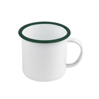 Mug Enamel blanc en acier émaillé à bord vert   H90mm 500ml
