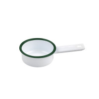 Mini casserole blanche en acier émaillé à bord vert   H30mm 100ml
