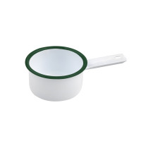 Mini casserole blanche en acier émaillé à bord vert   H47mm 200ml