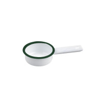 Mini casserole blanche en acier émaillé à bord vert   H29mm 50ml