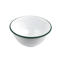 Bol Enamel blanc en acier émaillé  à bord vert   H90mm 1500ml