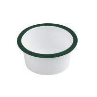 Pot enamel blanc en acier émaillé à bord droit et vert   H45mm 160ml