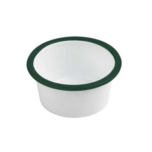 Pot enamel blanc en acier émaillé à bord droit et vert   H45mm 160ml