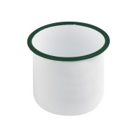 Pot enamel blanc en acier émaillé à bord droit et vert   H120mm 1200ml