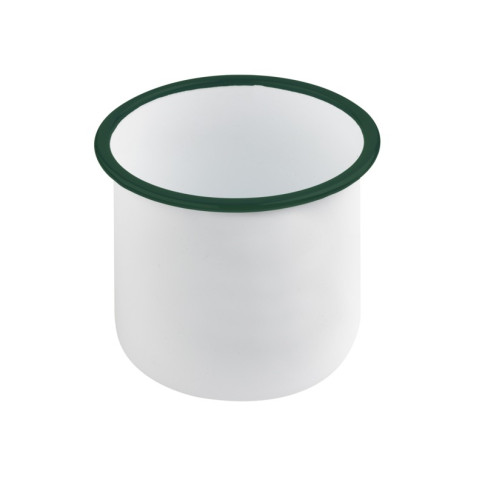 Pot enamel blanc en acier émaillé à bord droit et vert   H120mm 1200ml