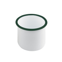 Pot enamel blanc en acier émaillé à bord droit et vert   H80mm 350ml