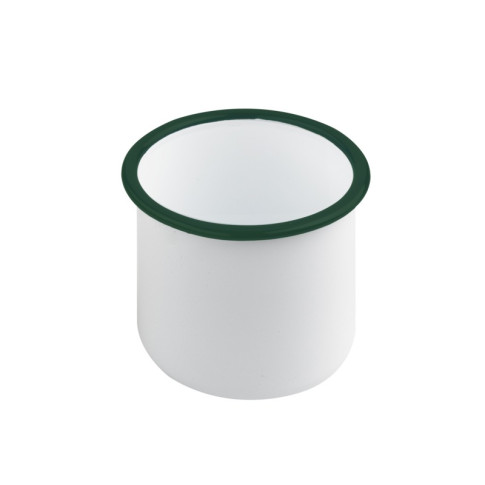 Pot enamel blanc en acier émaillé à bord droit et vert   H80mm 350ml