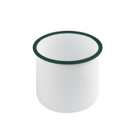 Pot enamel blanc en acier émaillé à bord droit et vert   H100mm 730ml