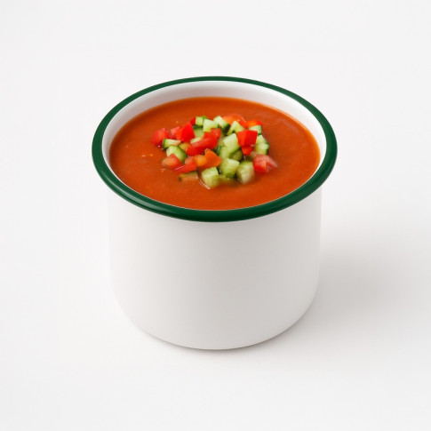 Pot enamel blanc en acier émaillé à bord droit et vert   H100mm 730ml