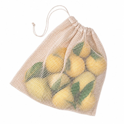 Sac en filet coton naturel avec fermeture en cordelette 300mm H340mm