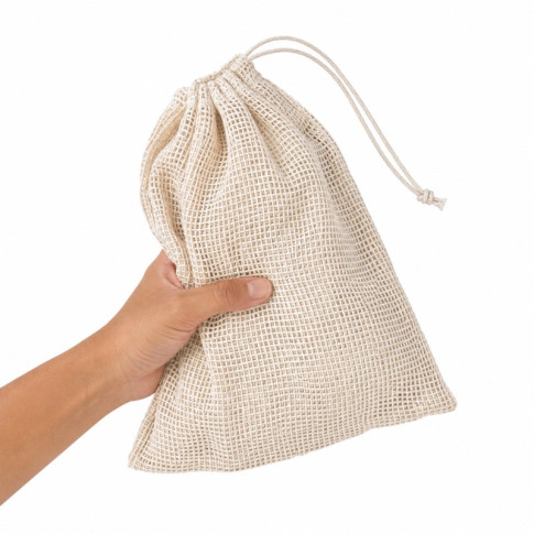 Sac en filet coton naturel avec fermeture en cordelette 300mm H340mm