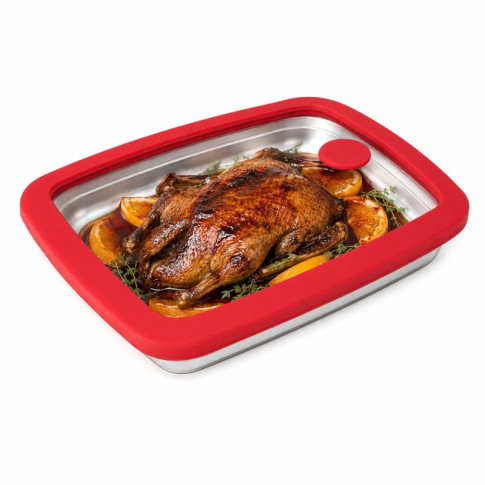 Couvercle GN 1/2 verre trempé et silicone avec 2 bouchons silicone  325x265mm H17mm