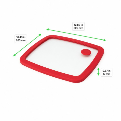 Couvercle GN 1/2 verre trempé et silicone avec 2 bouchons silicone  325x265mm H17mm
