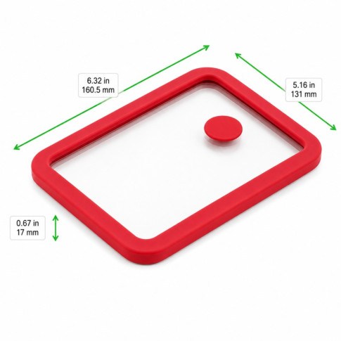 Couvercle GN 1/8 verre trempé et silicone avec 2 bouchons silicone  160,5x131mm H17mm