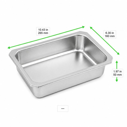 Barquette inox scellable GN 1/4 265x160mm H50mm