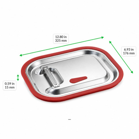 Couvercle 1/3 silicone inox 325x176mm H15mm