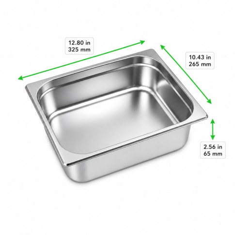 Bac GN inox 1/2 H 6,5 cm 325x265mm H65mm
