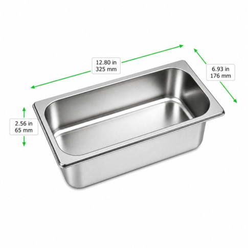 Bac GN inox 1/3 H 6,5 cm 325x176mm H65mm
