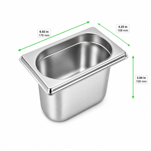 Bac GN inox 1/9 H 10cm 176x108mm H100mm