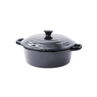 Mini soupière ronde avec couvercle en porcelaine noire   H97mm 600ml