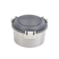 Boite ronde NoxBox en inox avec couvercle en plastique PP noir et fermeture hermétique  H73mm 600ml